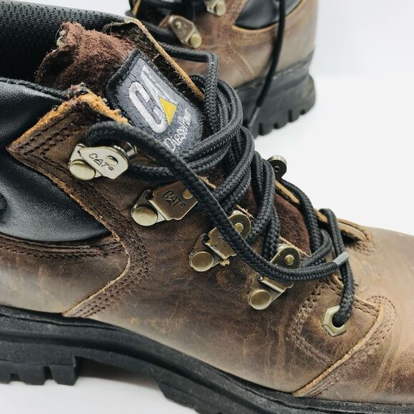 Caterpillar Work Boots Brown Leather Shoes Workwear Outdoor Hiking Mens 10 main image 8